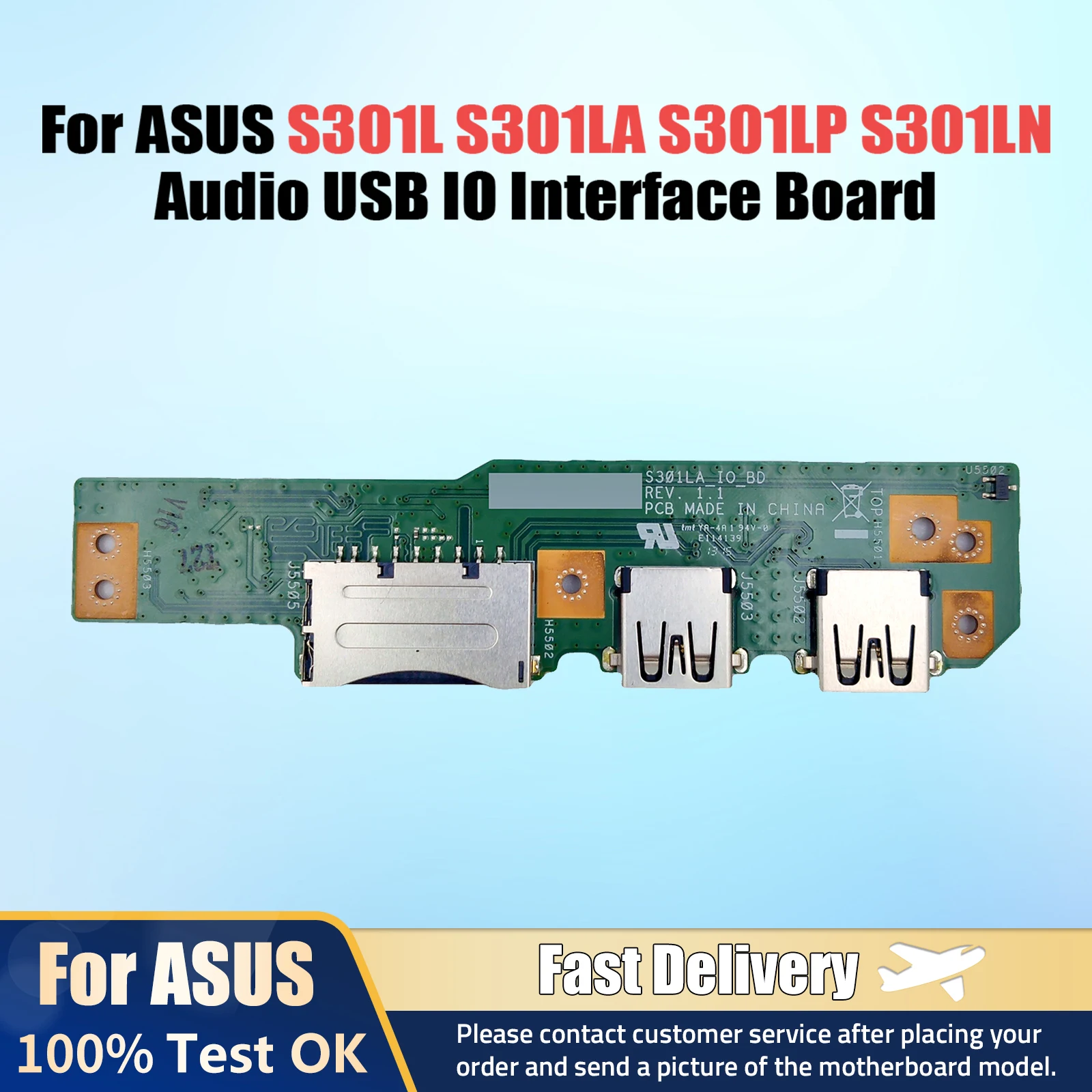 Original For ASUS S301L S301LA S301LP S301LN Laptop Audio usb IO board Interface board S301LA IO BOARD