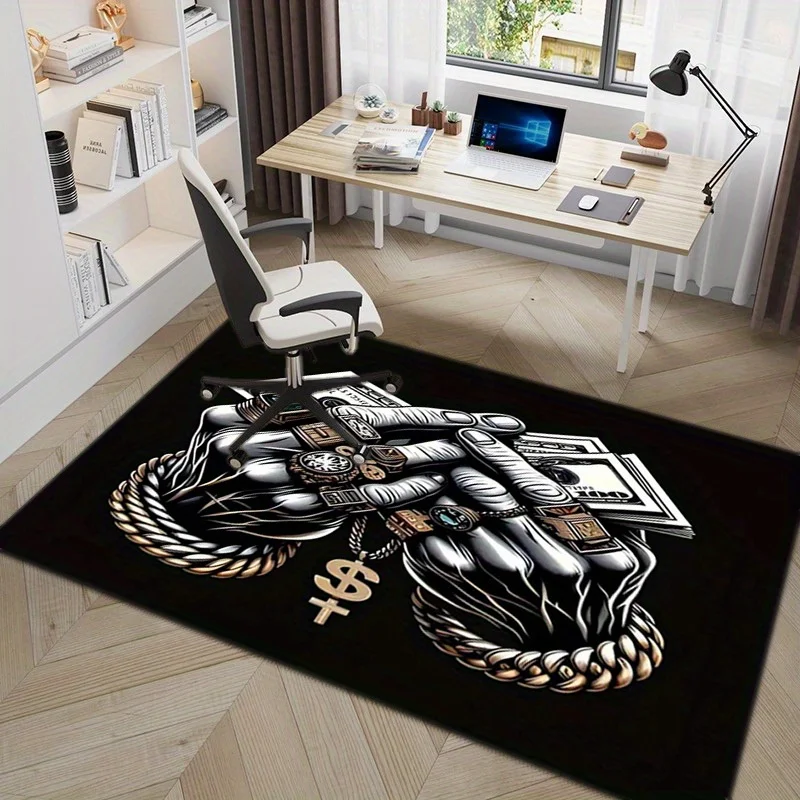 Money and Gold Chain Doormat - Hip Hop Bling Cash Rug, Luxury Street Style Floor Mat, Non-Slip, Multiple Sizes