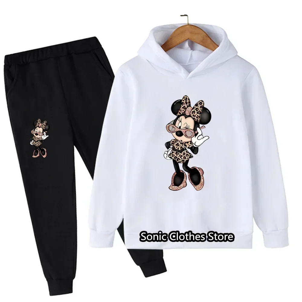 Children's Girls Lovely Minnie Mouse Cartoon Pants Hoodies Clothing Sets Girls Suit Kids Clothing Tops Outfit for Baby Girls Set