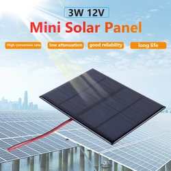 Mini Solar Panel 3W 12V Solar Cells System Polysilicon Board Portable Outdoor DIY Solar Charger for Battery Cell Phone Charger