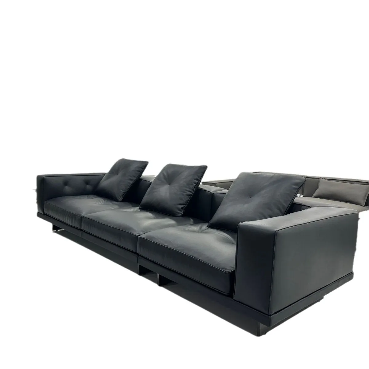 

first-layer cowhide sofa, Italian minimalism, high-end living room, straight-row special-shaped leather art sofa