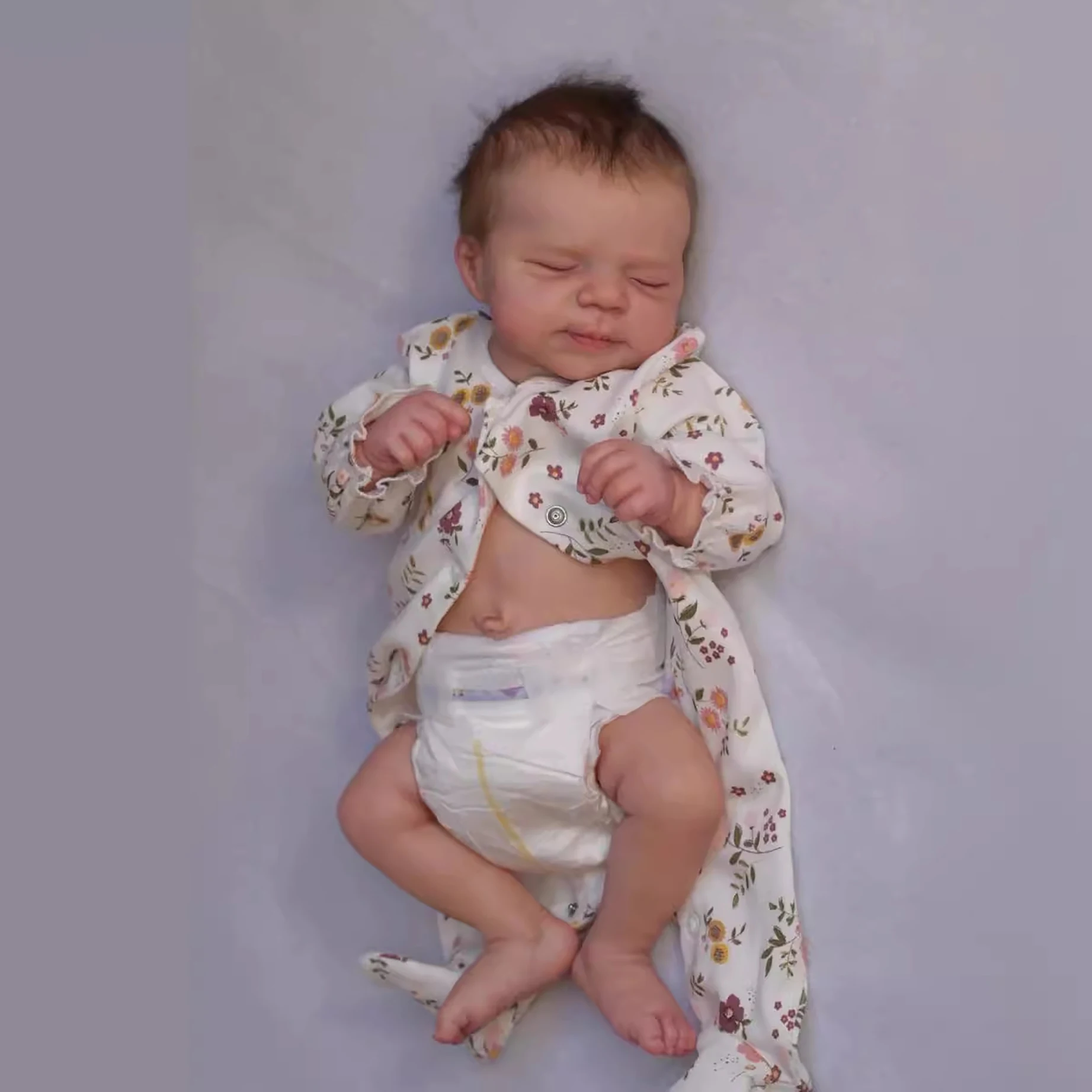 

48 cm Soft rRubber Bask-ready Reborn Doll Hand-transplanted Hair 3D Painting Highly Realistic Newborn Baby HL020F