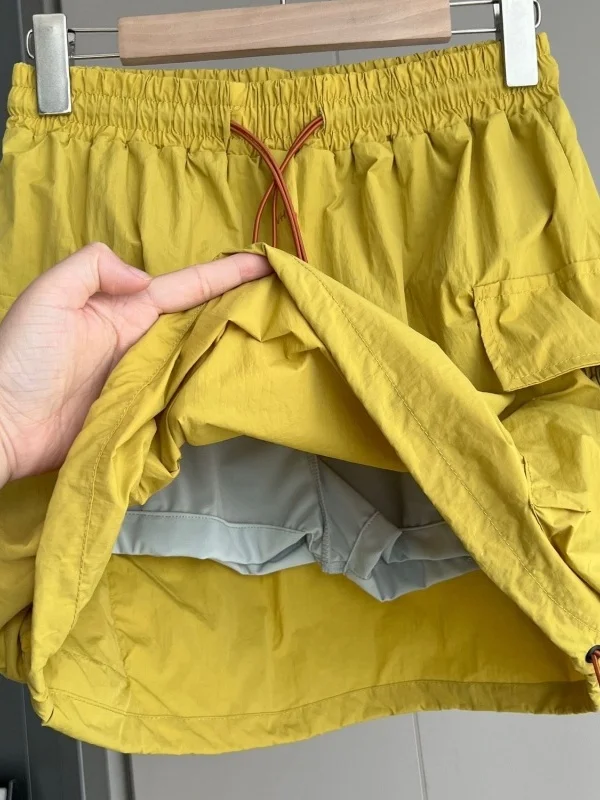 Summer Outdoor Women's  Skirt Quick Dry Drawstring Waterproof Large Pocket Casual High Waist A-Line Skirt Korean Style
