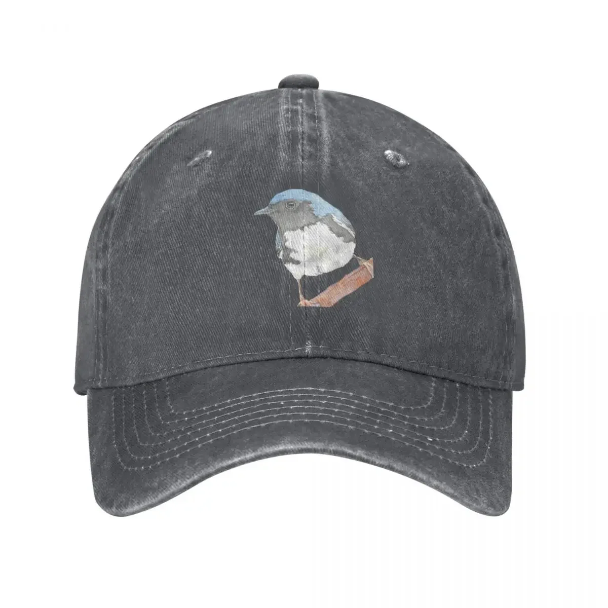 black-throated blue warbler passerine bird watercolor portrait Baseball Cap Military Tactical Cap Luxury Cap Hats Woman Men's