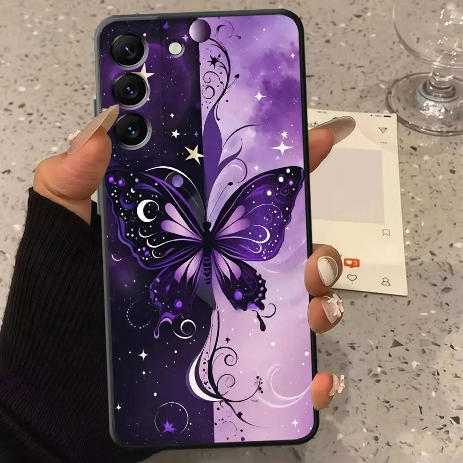 Lila Schmetterling Hülle für Samsung Galaxy A16 A35 A36 A26 A34 A24 A13 A14 A11 A12 A22 A52 A15 A51 Handyhülle