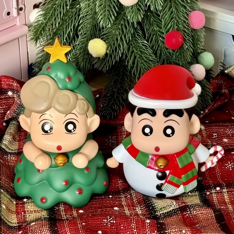 Hot 12cm Anime Crayon Shin Chan Action Figure Christmas Tree Himawari Figurine Nohara Shinnosuke Christmas Figure Cute Doll Gift