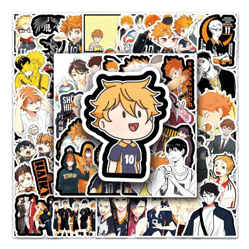 52pcs Haikyuu!! Anime Cartoon Stickers Suitcase Water Cup Stationery Mobile Phone Scooter Laptop Refrigerator Decoration