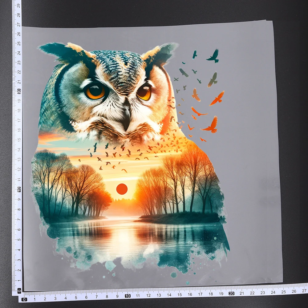 25CM Fine Animal Forest Landscape Silhouette Transfer Patches For Clothes DIY A-Level Washable Shirt Iron-on Thermal Stickers