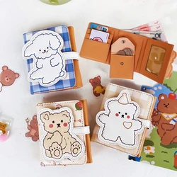 Portafoglio da donna carino orsetto porta carte di credito per studenti con bottone a forma di cartone animato borsa per carte in pelle PU frizione a portafoglio a tre pieghe di grande capacità