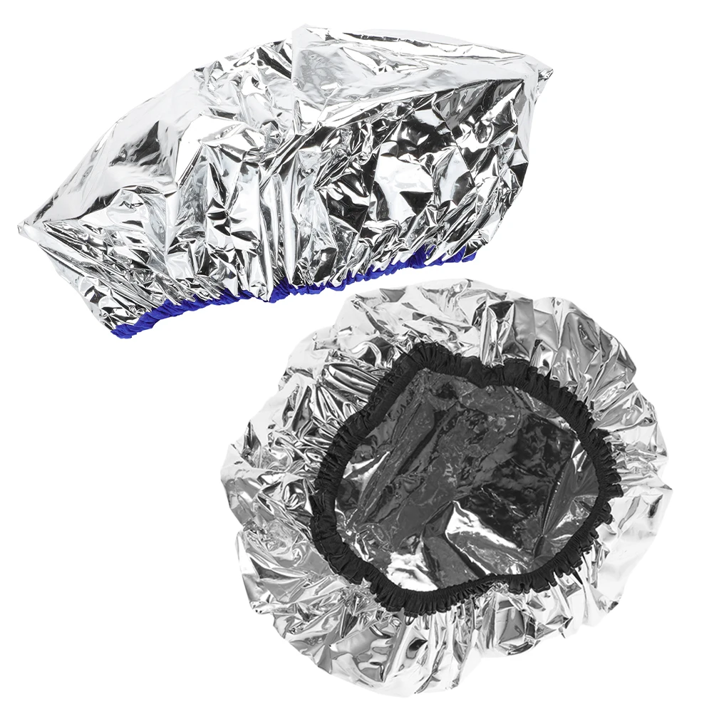 

2Pcs Aluminum Dye Caps Conditioning Heated Hair Cap Deep Conditioning Heat Shower Reusable Salon Treatment Cap