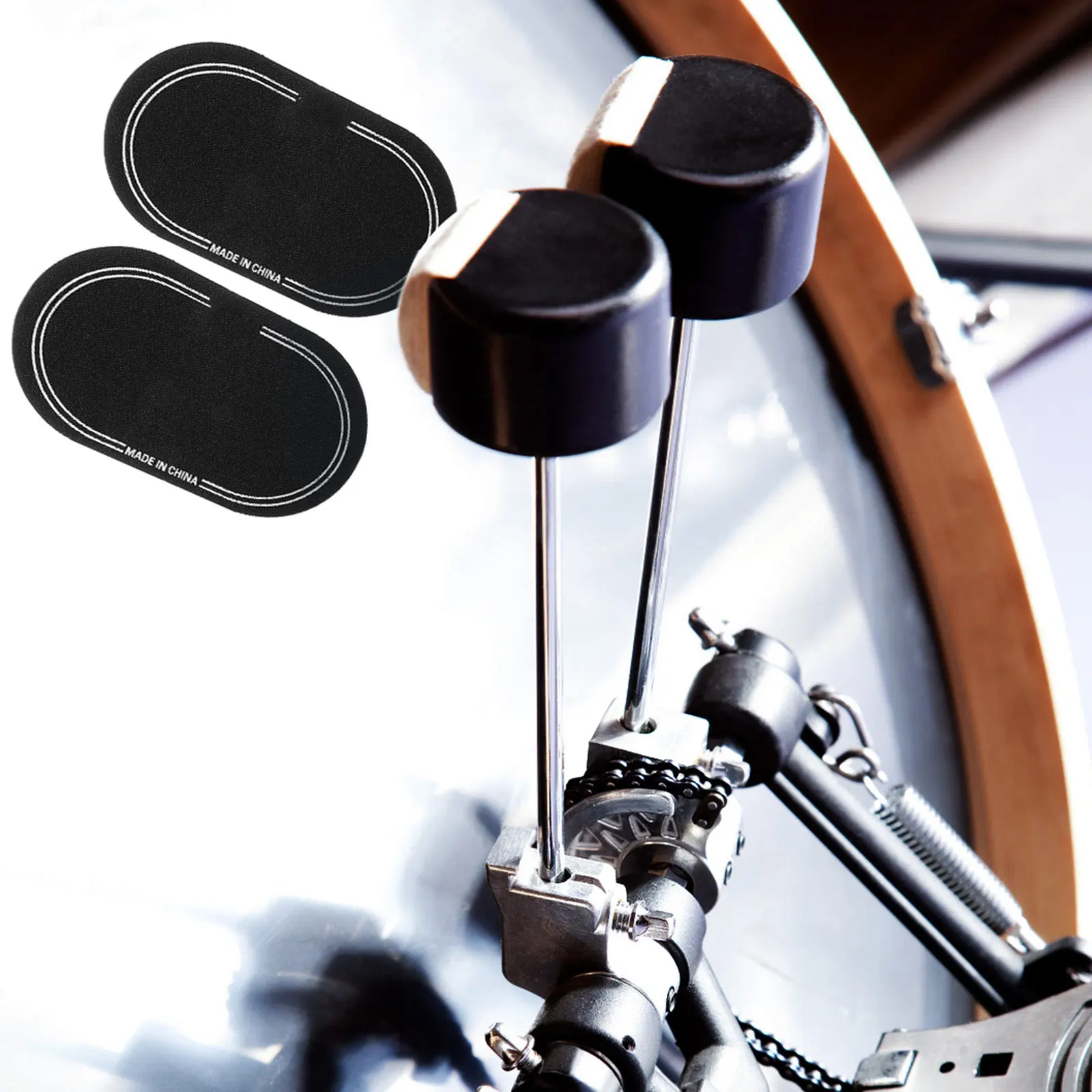 

2Pcs Drum Head Protective Cover Sturdy Simple Installation Excellent Performance Large Pad for Drum Protection