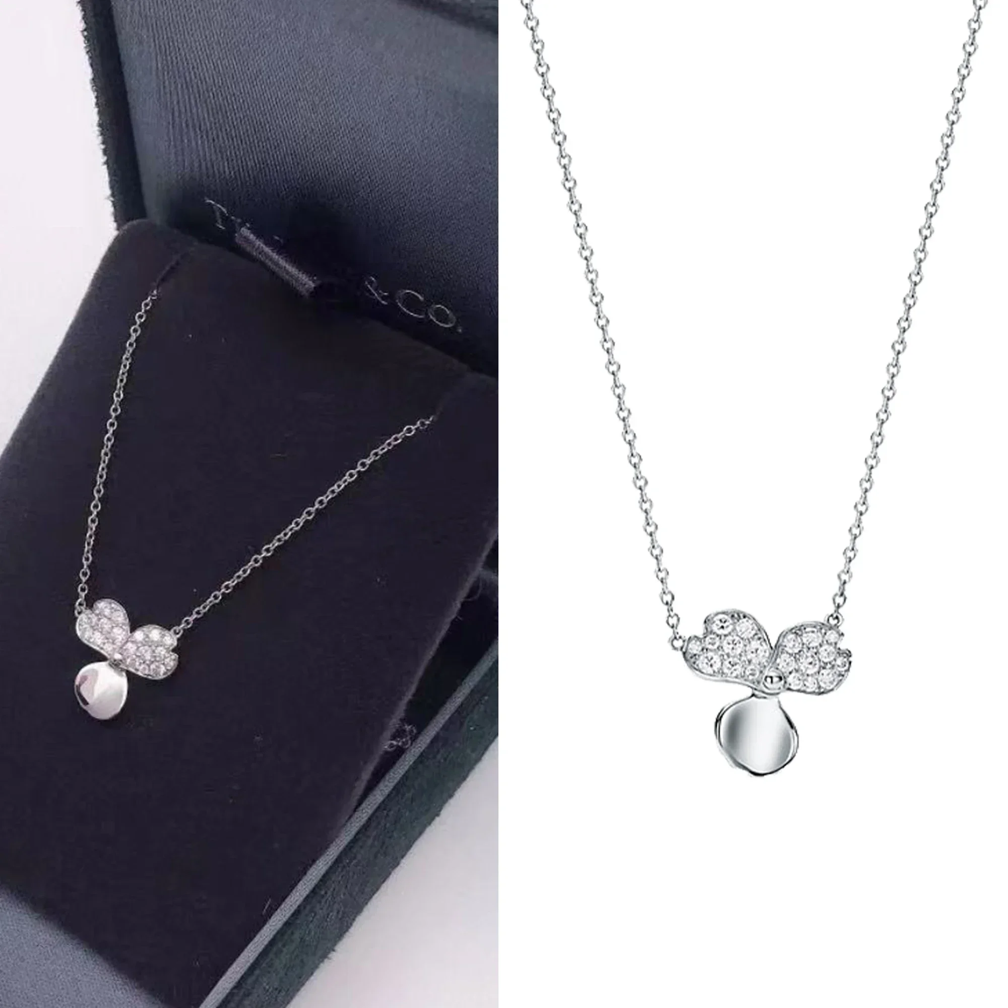 

Light Luxury Petal Pendant Necklace Solid Silver S925 High Quality Smooth Surface Necklace Paper Flowers Series Holiday Gift