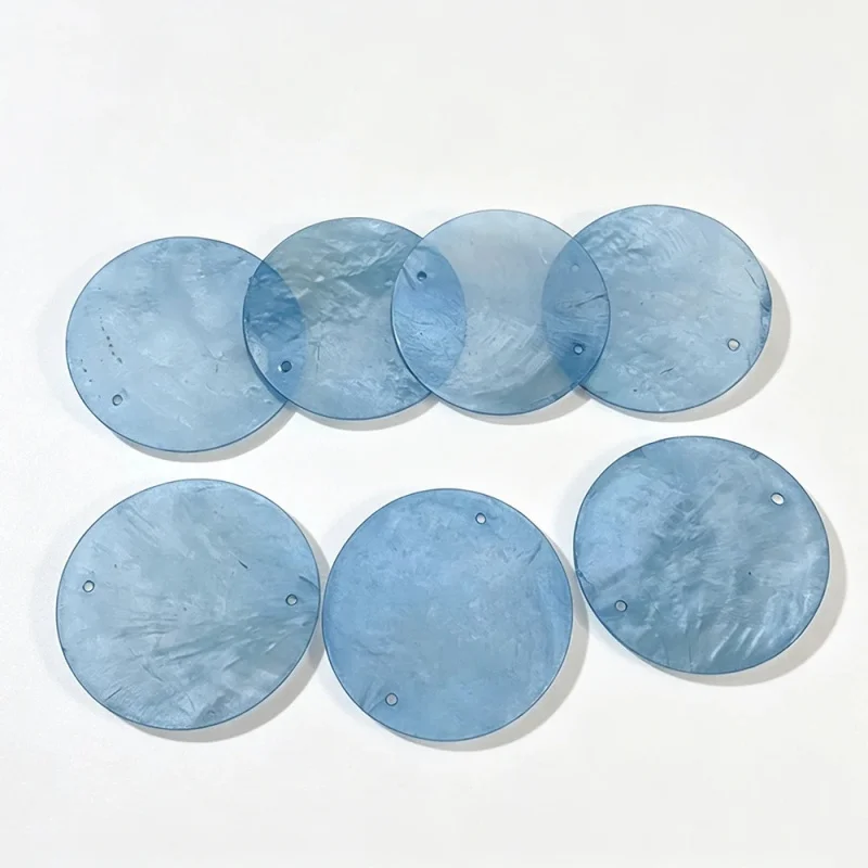 Color Double Hole Shell Disc Ocean Style DIY Jewelry Home Lighting Wind Chime Pendant Craftsmanship Earring Accessories