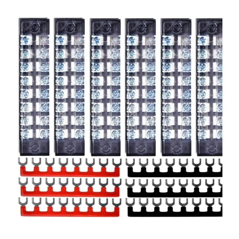 M52K-Terminal Block Strips 6 Sets, 8-Position 600V 15A Pluggable Blocks With Cover(Screw Connection)