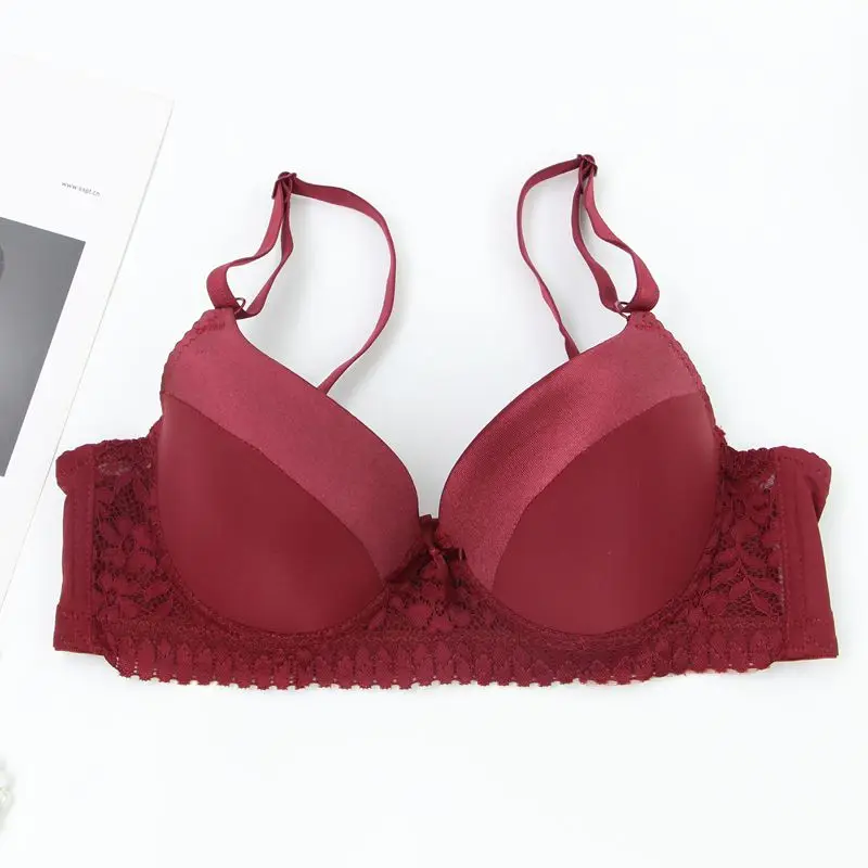 DaiNaFang Push-Up-BHs für Damen, Rosa, Blau, Schwarz, Grau, Beige, Weiß, Burgunderrot, Unterwäsche, Spitze, minimiert nahtlose Dessous – Detail 18