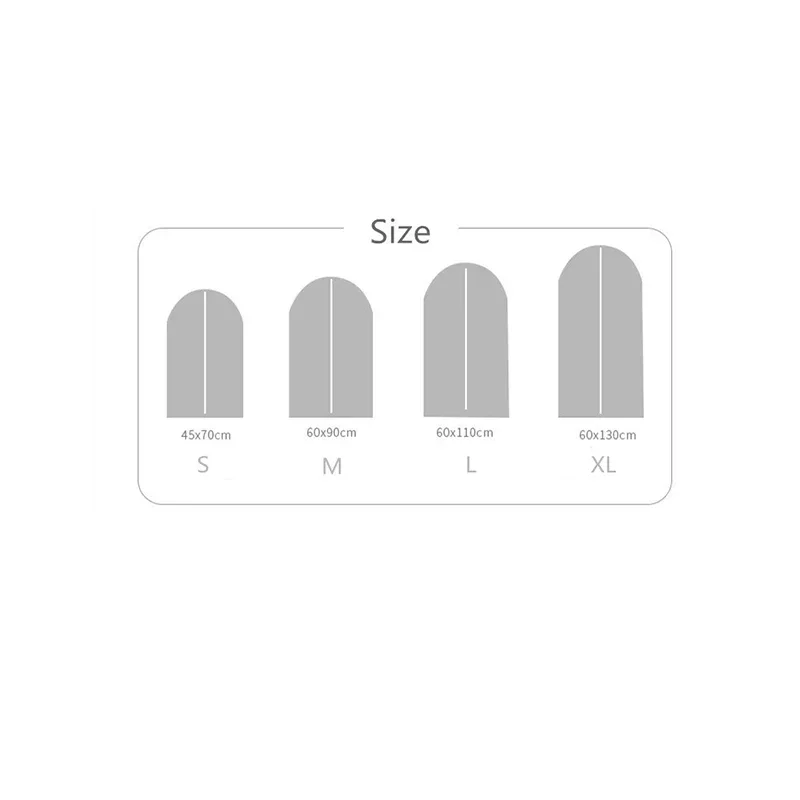 5 pcs/lot Moth Proof Garment Bag Zipper Clothing Dust Cover Hanging Dustproof Storage Bags For Suit Household Coat Dust Bag