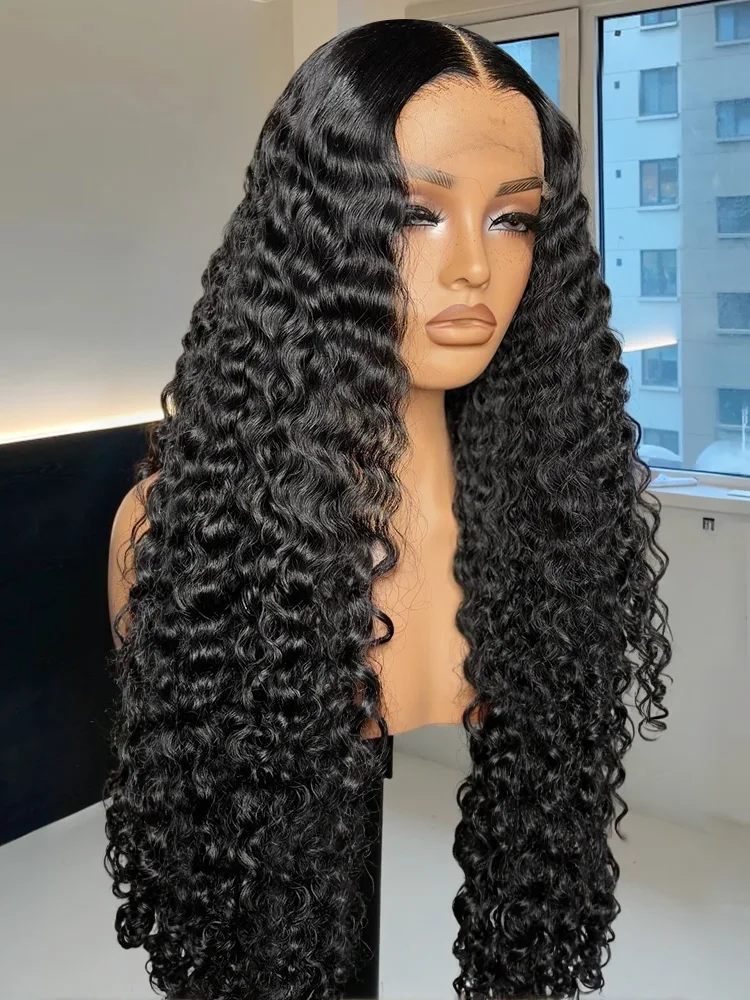 13x4 13x6 Glueless Brazilian Deep Wave Curly HD Lace Frontal Wig 250 Density Preplucked Water Resistant Human Hair for Women