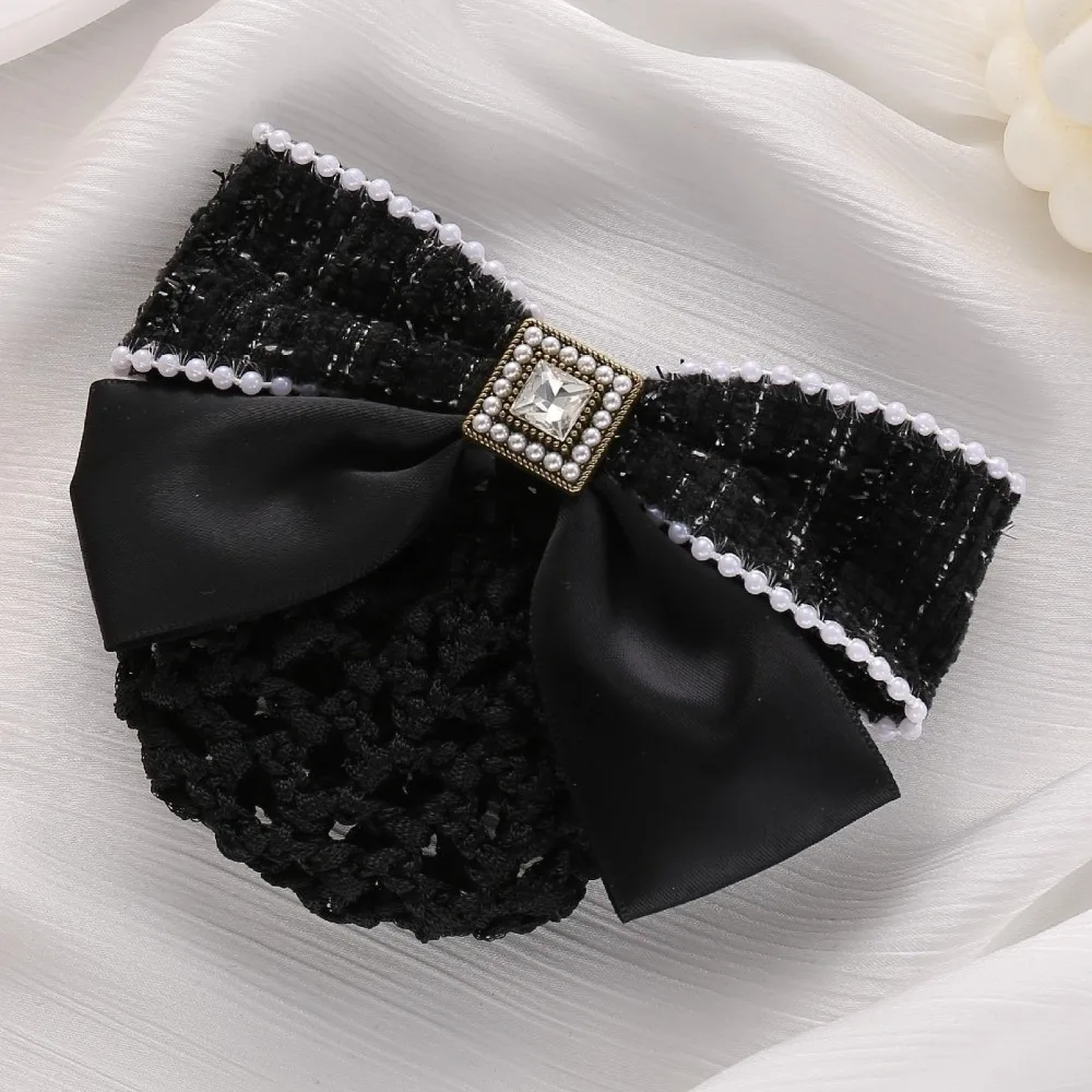 

Gift Elegant Net Bun Hair Cover Fine Mesh Black Color Bun Snood Hair Clip Loose Mesh Crochet Nurses Spring Clip Ladies Hair