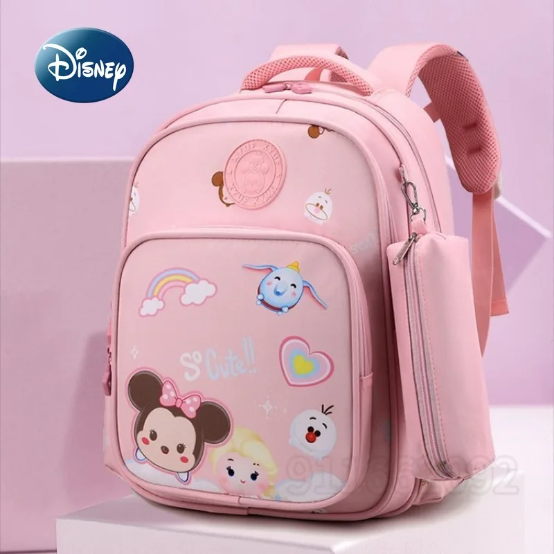 Disney Cartoon Minnie School Bag, mochila feminina, de alta qualidade, grande capacidade, casual, tendência da moda, novo