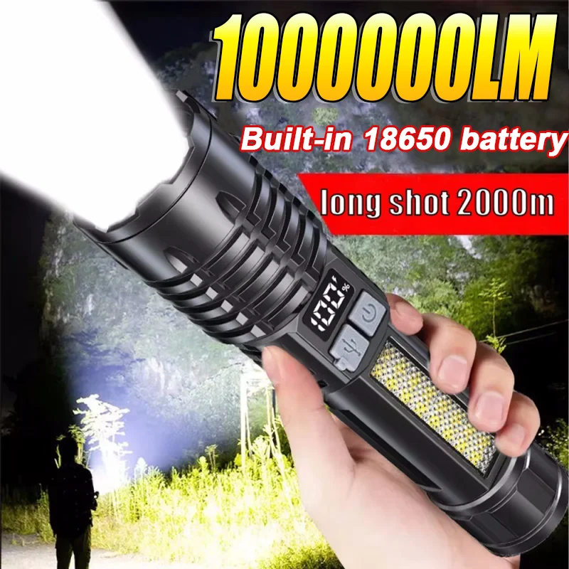 High Power LED Flashlight Built-in Battery Rechargeable LED Flashlights Tactical Torch Light Outdoor Camping Hiking Flashlights