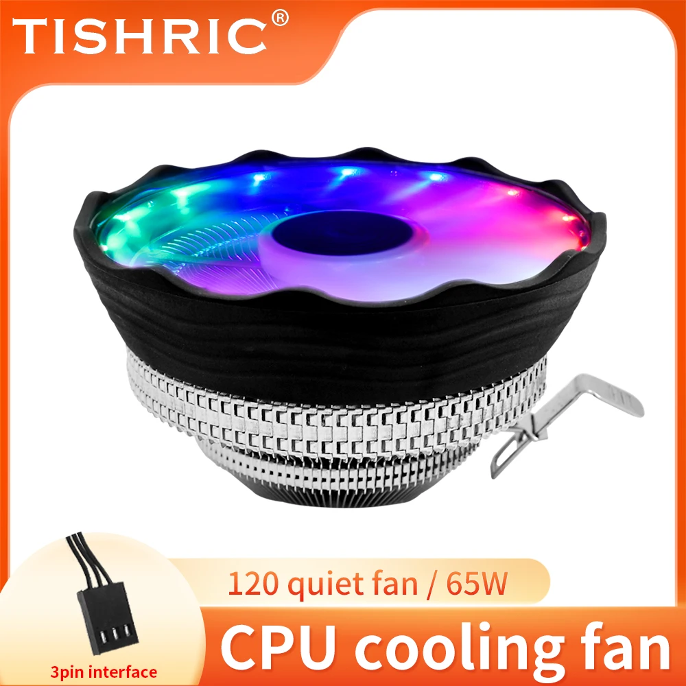 TISHRIC CPU Cooler Fan RGB PWM 3 Pin Computer Case Fan Intel LGA 1700 1200 1150 1151 X79 X99 E5 AMD AM3 AM4 CPU Cooling Fan