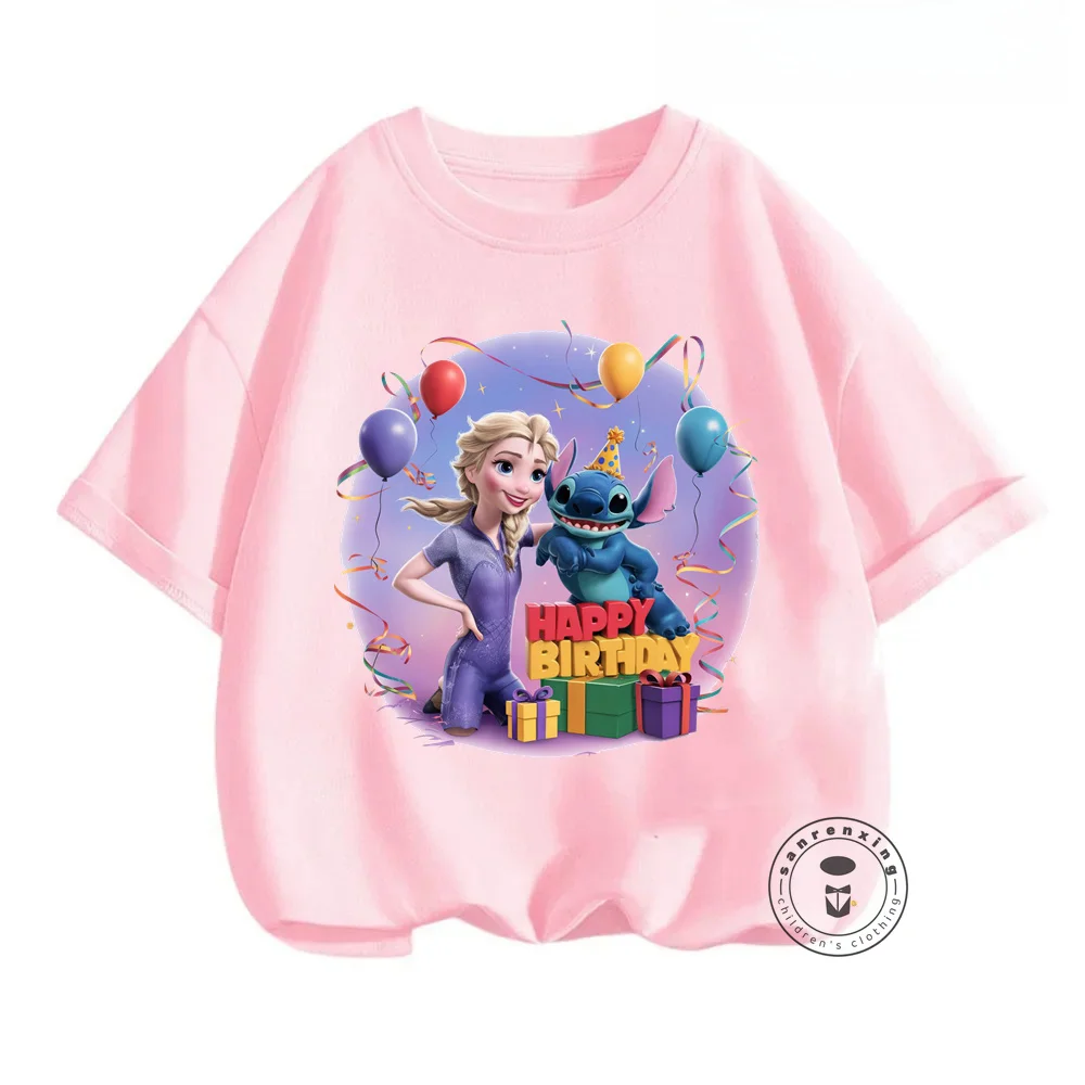 Trendy Summer Wear for Kids Stitch and Marvel Movie Cartoon Designs on Soft T-Shirts Cute and Fashionable Ideal for Outdoor Play