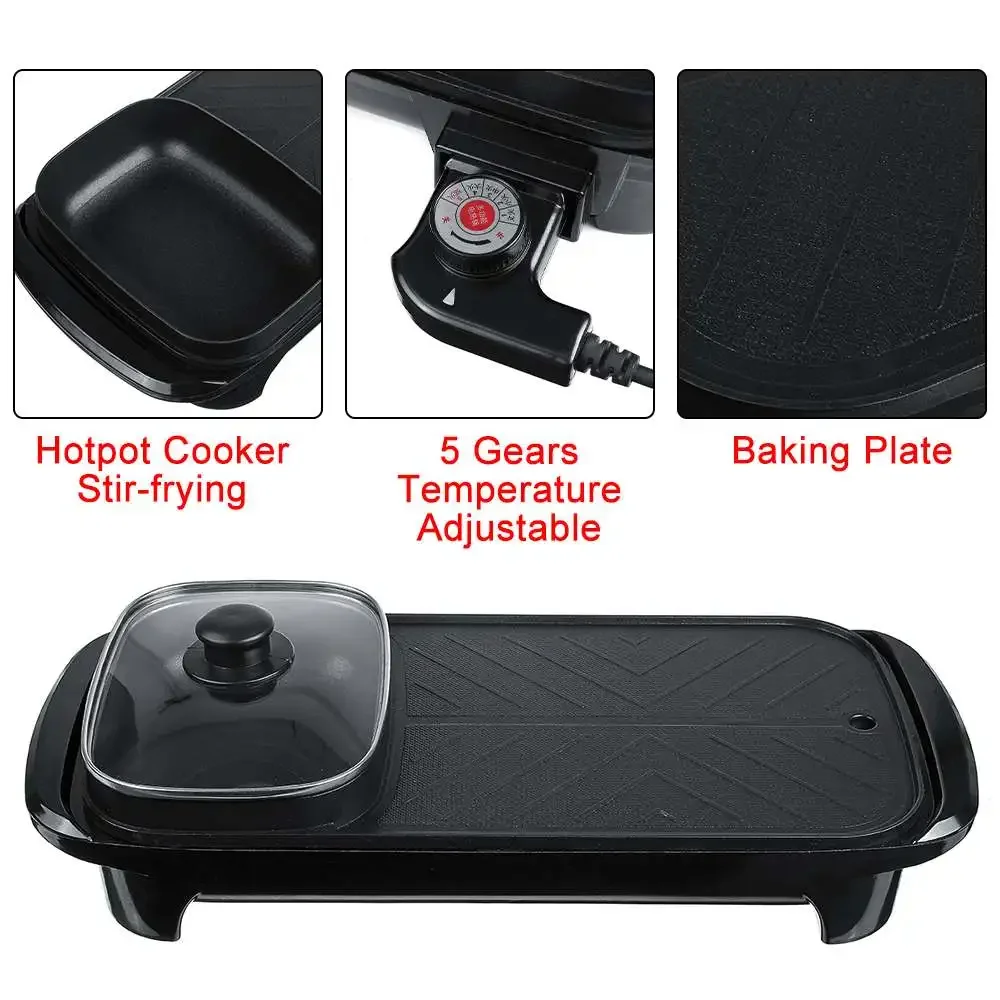 2 In 1 Multi-Function Non-stick Smokeless Nonstick Electric Barbecue Machine hotplate Teppanyaki Grilled Meat Pan BBQ