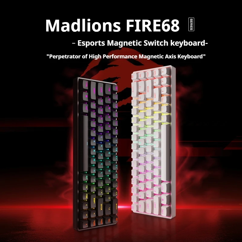 FGG MADLIONS Fire 68 Pro Wired Gaming Mechanical Keyboard GATERON E-sports Custom Magnetic Switch 8K Low Latency Fast Trigger 