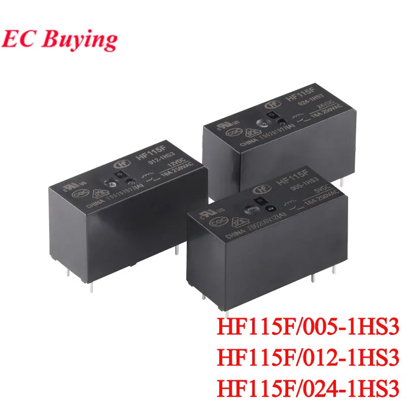 2PCS/1PC HF115F HF115F-005-1HS3 HF115F-012-1HS3 HF115F-024-1HS3 12VDC 24VDC DC 5V 12V 24V 16A 6Pin Power Relay Relais Foot 5.0mm