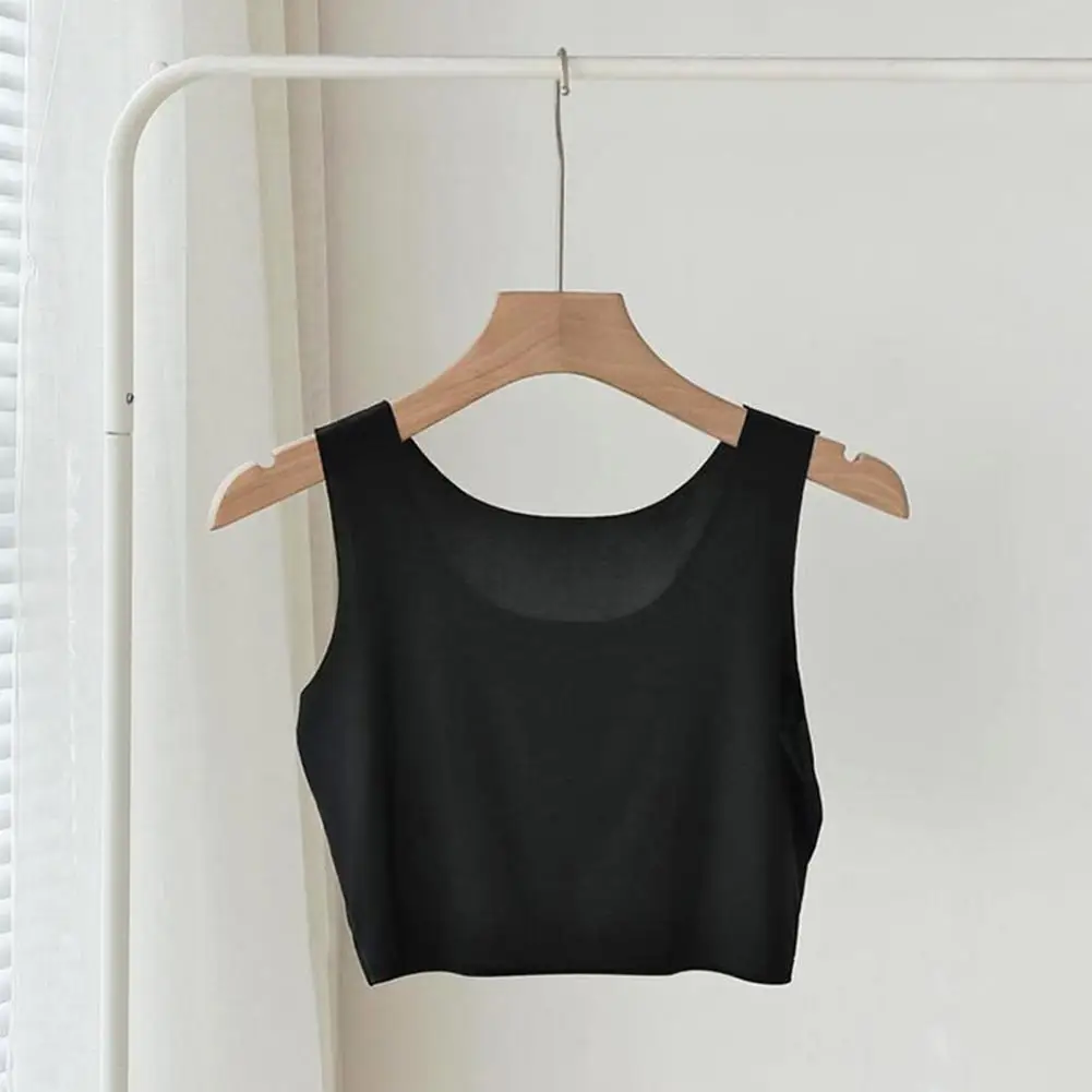 Close-fitting Vest Women's Silky Tank Tops Elastic Cooling Sleeveless Camisoles Basic Shirt Ultra-Thin Seamless Cami Crop Top 90