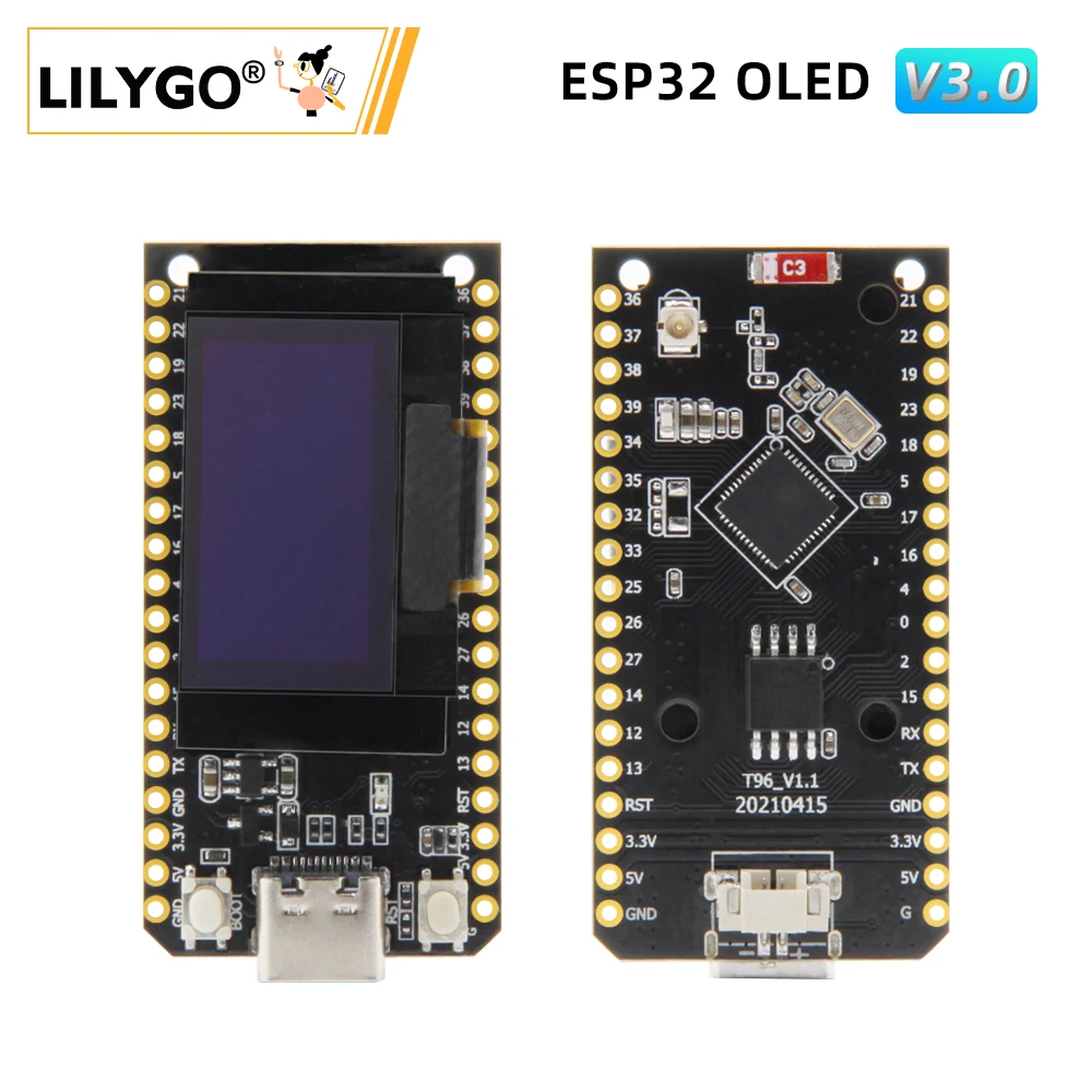 LILYGO® ESP32 OLED V3.0 Development Board Wi-Fi Bluetooth Wireless Module SSD1306 0.96 Inch Display 4M Byte (32M bit ) Pro