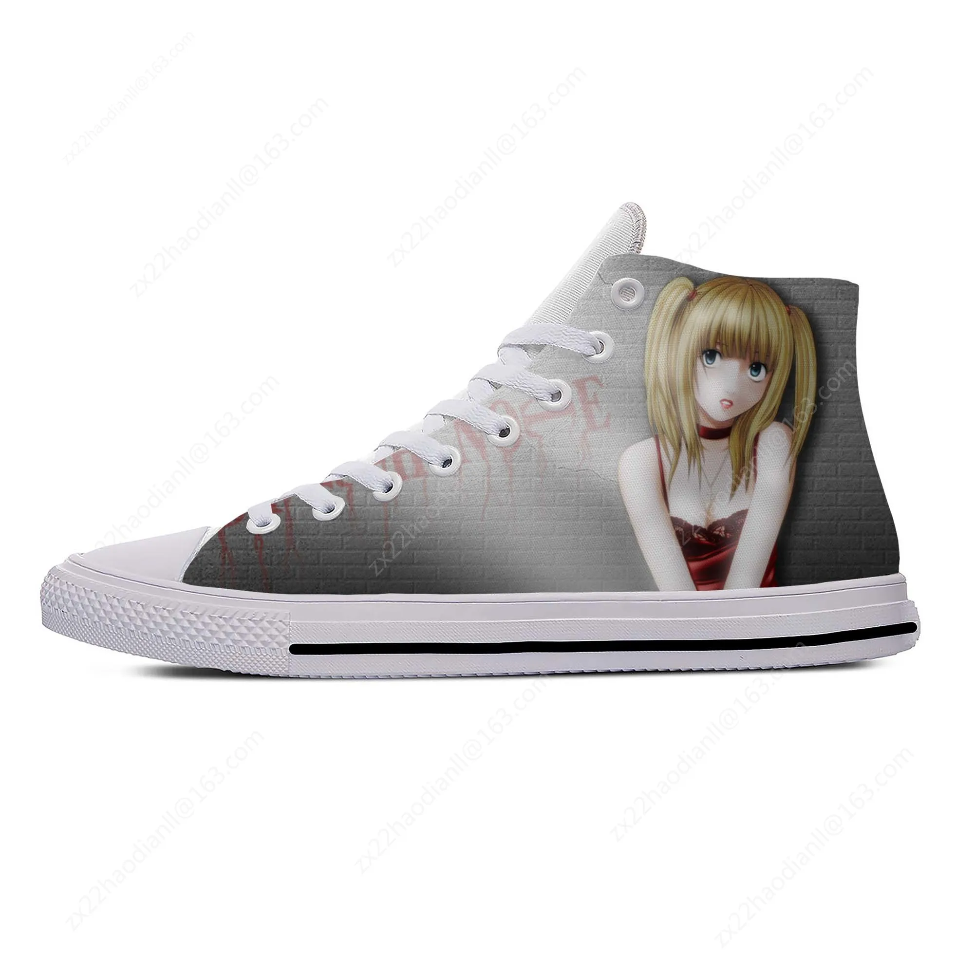 Anime Cartoon Manga Death Note Amane Misa Fashion Casual Cloth Shoes High Top Lightweight Breathable 3D Print Men Women Sneakers