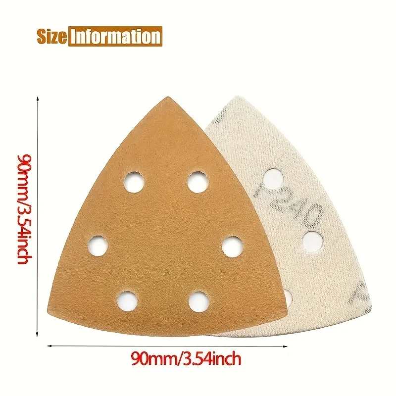 20-Piece triangular oscillating sandpaper with hooks and loops 6 holes 60-320 thickness detail grinding wheel for wood polishing