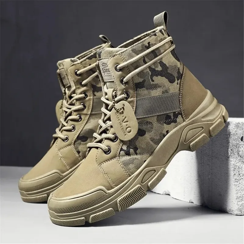 Spring and Autumn New Men\'s Camouflage Boots Desert Camouflage Boots Men\'s Outdoor Work Boots Fashion Boots