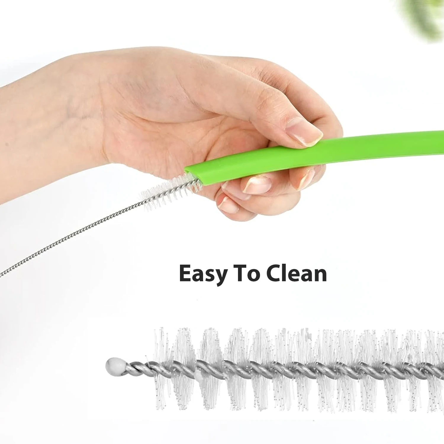 Reusable Silicone Drinking Straws Set with Cleaning Brushes, 10inch long Flexible Portable Straws, for Water Juices Smoothies