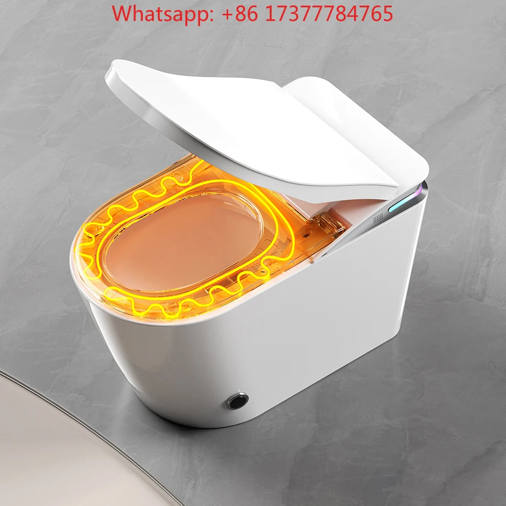 Elongated Floor Mounted Smart Intelligent Toilet, One-Piece Electric Auto Sensor Closet With Remote Control