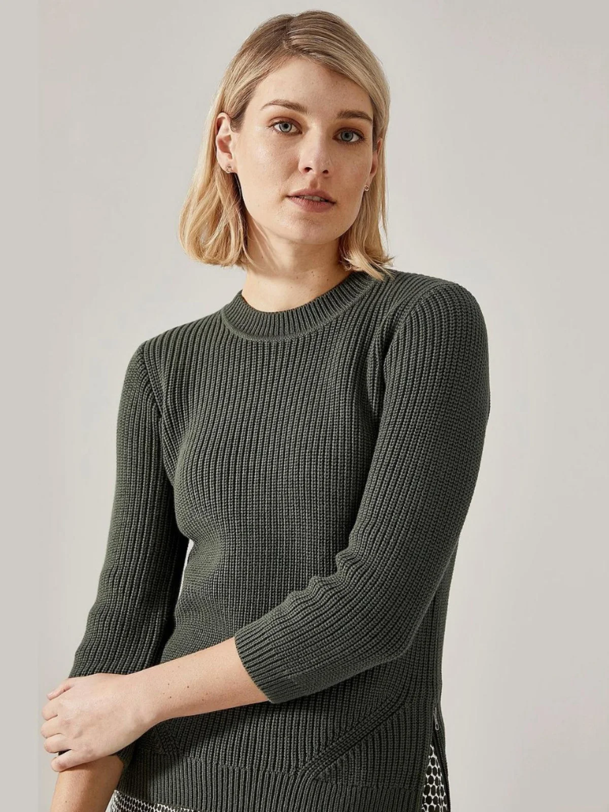 

Casual Cotton Blend round Neck Seven Sleeve Pure Color Sweater Women's Fashion Spring Autumn New Style Warmth Emitting