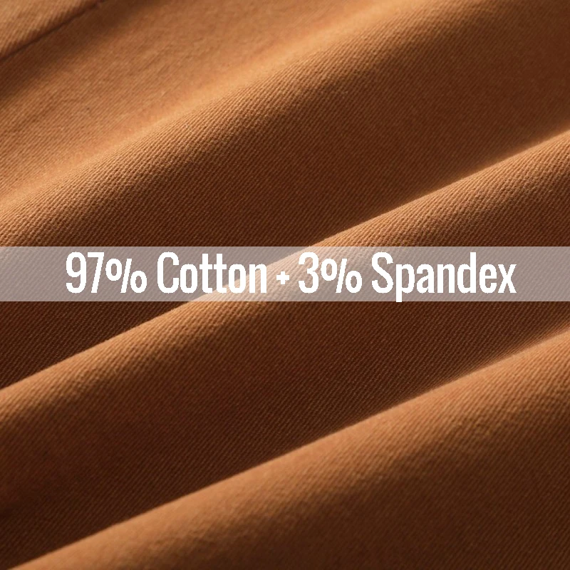 New in Quality Men\'s Pants Casual Straight Cotton Stretch Chino Trouser Male Classic Golf Slacks Formal Business Work Wear Khaki