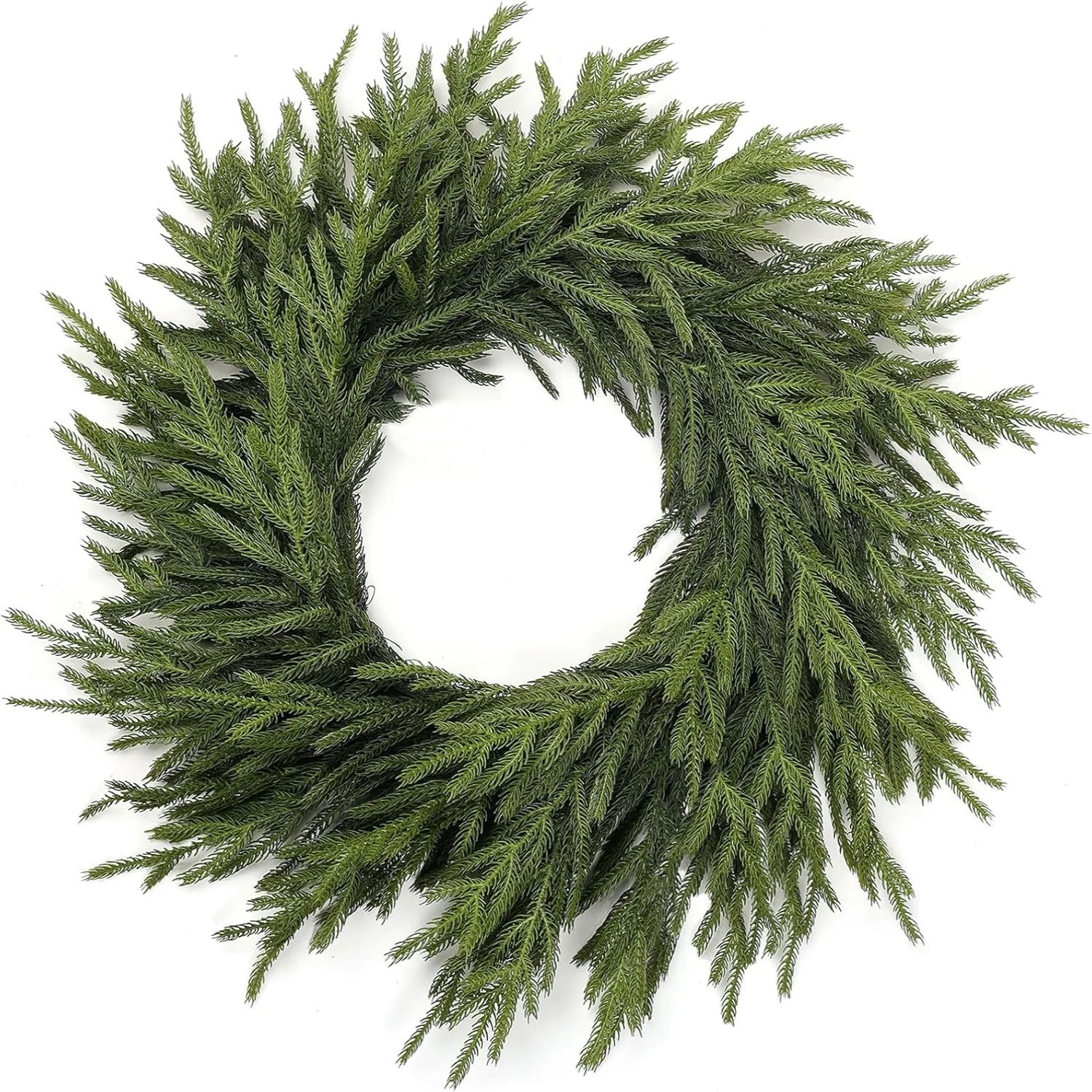 

24-inch Artificial Norfolk Pine Front Door Christmas Wreath 60cm Greenery Fake Garland Outdoor Holiday Decoration Wreath