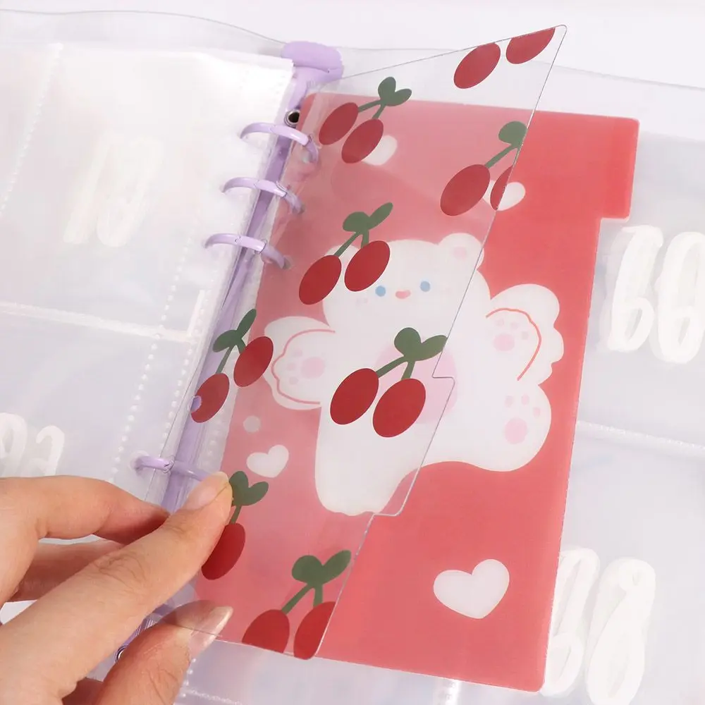 5Sheets A6 Loose-Leaf Notebook Refill Paper Cherry Flower Spiral Binder Divider Page Separator Bear Index Binder Inner Page