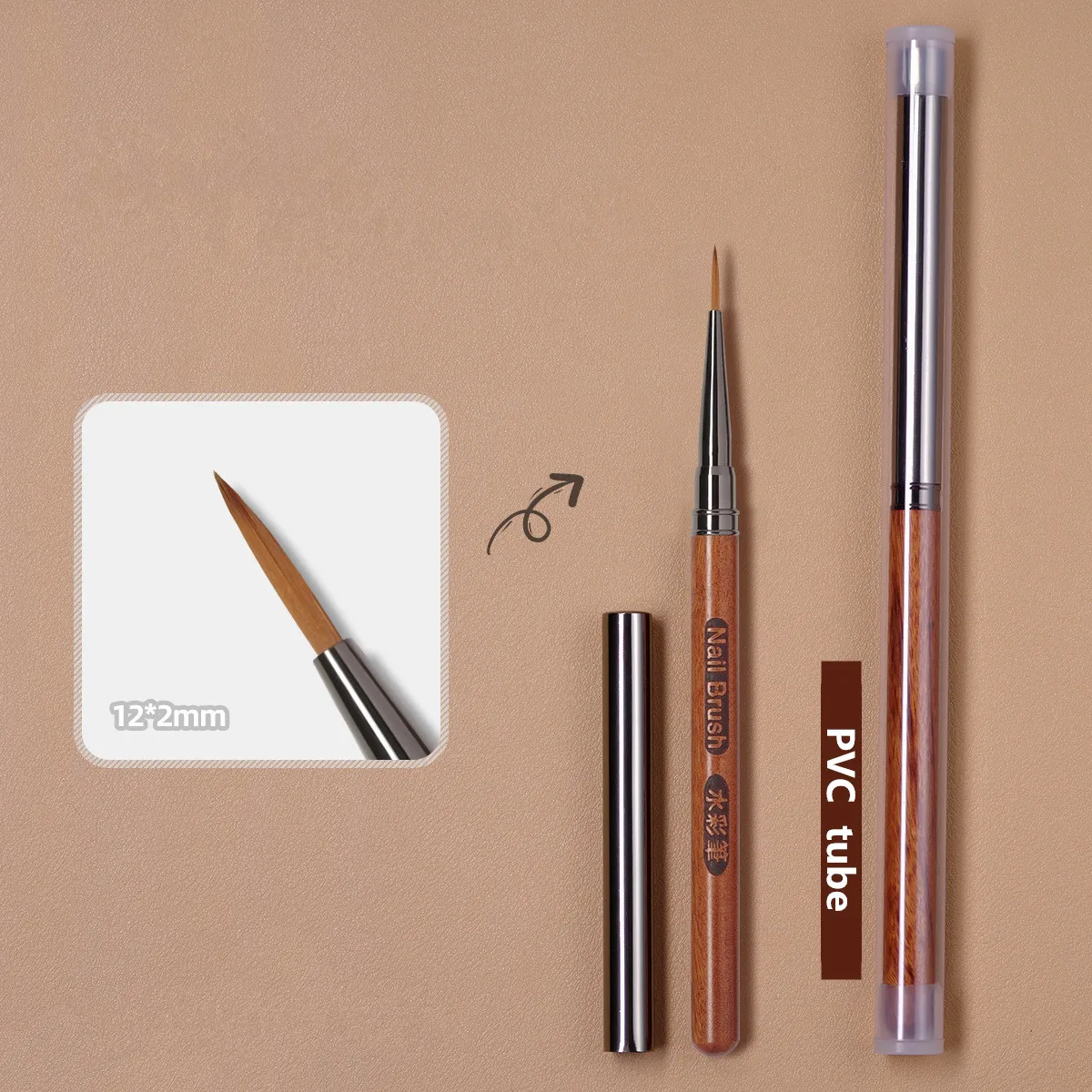 Round Wood Handle Nail Acrylic Brush UV Gel Carving Pen Brush Liquid Powder DIY Nail Drawing Nail Art Bruses