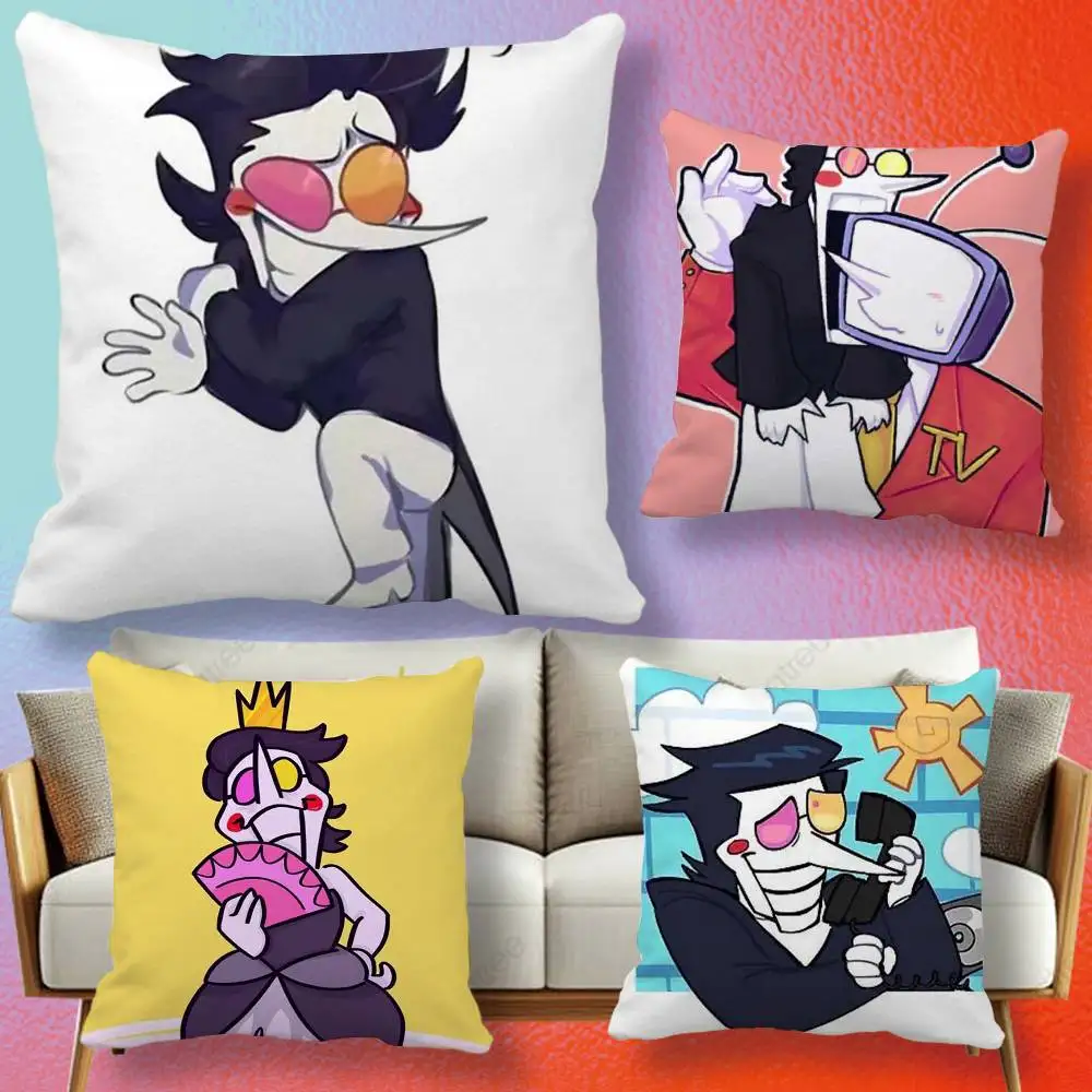 Deltarune Spamton Brooch Funny TV Head   Double-sided printed pillow cover Solid color minimalist pillowcase