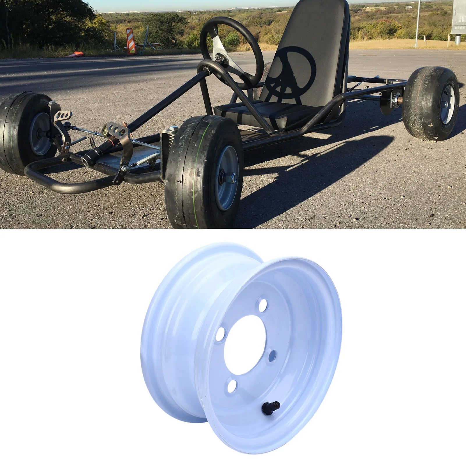 Moyeu de jante de roue ATV résistant à l'usure 19X7-8 jante de roue ATV haute dureté enduit 4 trous en alliage d'aluminium pour Quad Dirt Bike Ride On tondeuse