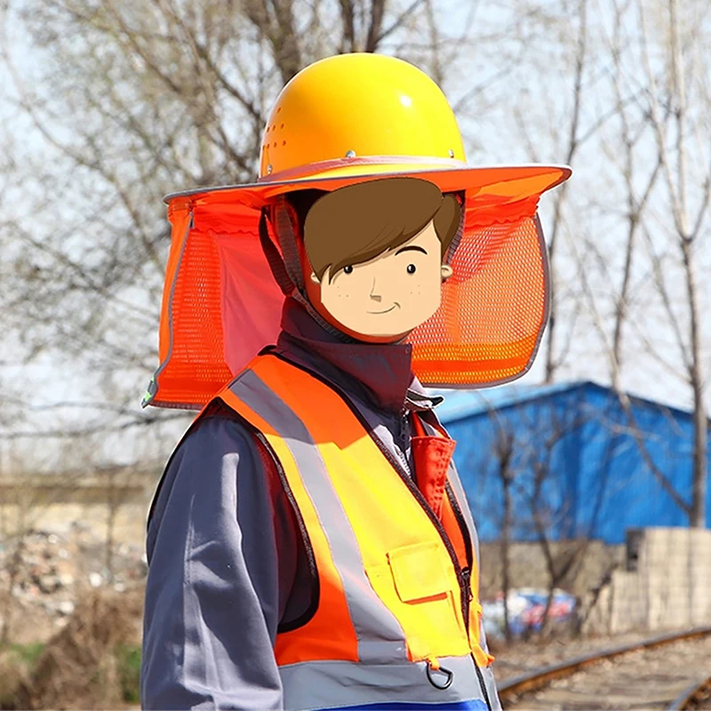 

Summer Sun Shade Safety Hard Hat Neck Guard Helmet For Construction Workers Reflective Brim Reflective Hat Cover