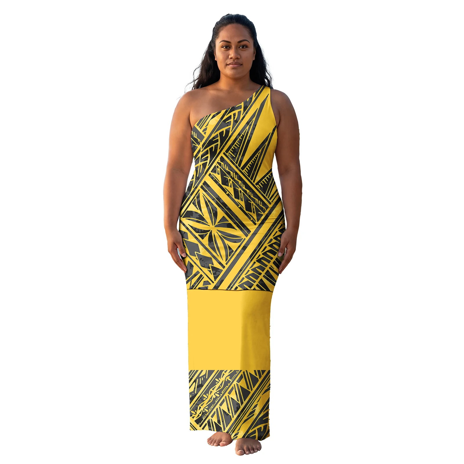 Custom Clothes Women Samoan Puletasi New Arrivals Polynesian Tribal Prom Puletasi Dress Hawaiian Print Beach Dress for Ladies