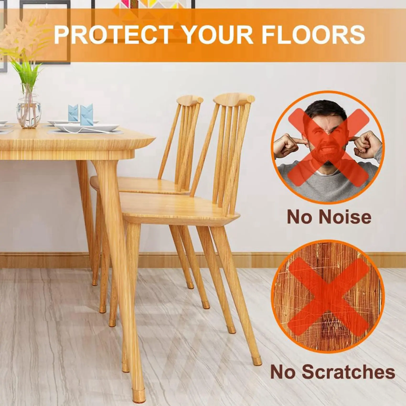 A01F-72 Pcs Chair Leg Floor Protectors For Hardwood Floors Silicone Covers To Protect Wood Tile Floors Felt Pads