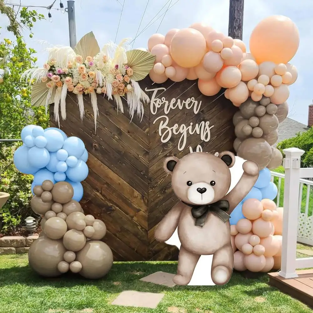 Cute Teddy Bear Kt Board We can Bearly Wait Bear Cutout for Birthday Party Decoration Gender Revel Party Baby Shower Supplies