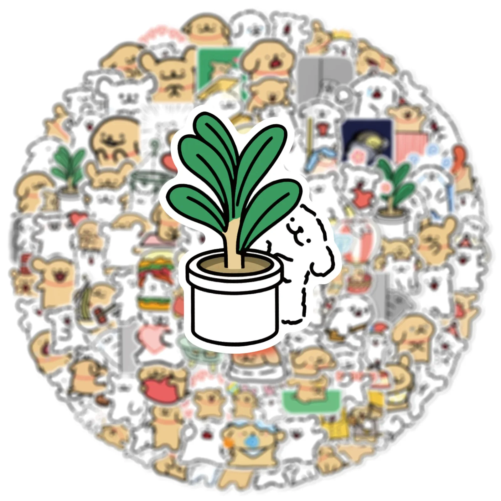 100PCS Cartoon Line Dog in The Book Cute Stickers DIY Kids Toys Laptop Luggage Skateboard Suitcase Guitar Graffiti Decal Sticker