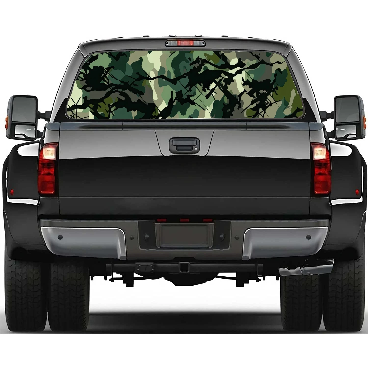 

Realistic Forest Camouflage Rear Window Decal Fit Pickup,Truck,Car Universal See Through Perforated Back Windows Vinyl Sticker