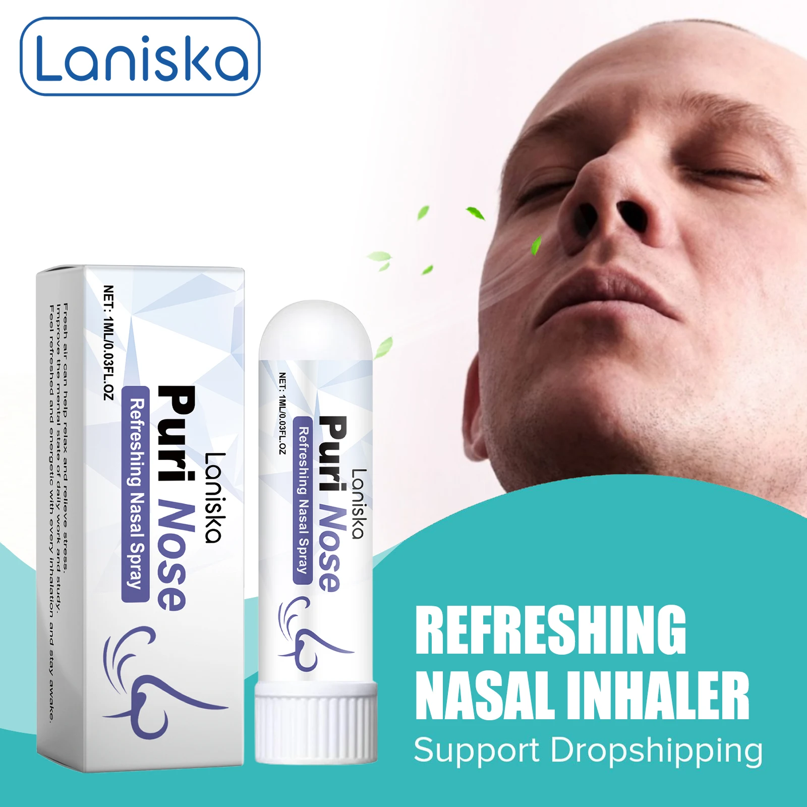 Inhalador Nasal de menta calmante para la rinitis crónica, inhalador Nasal de menta, antiluvio, para la picazón, energía refrescante sobria